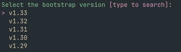 Kubeadm version selection